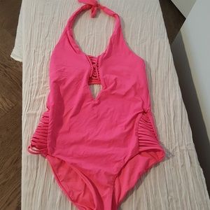Coral full piece bathing suit
